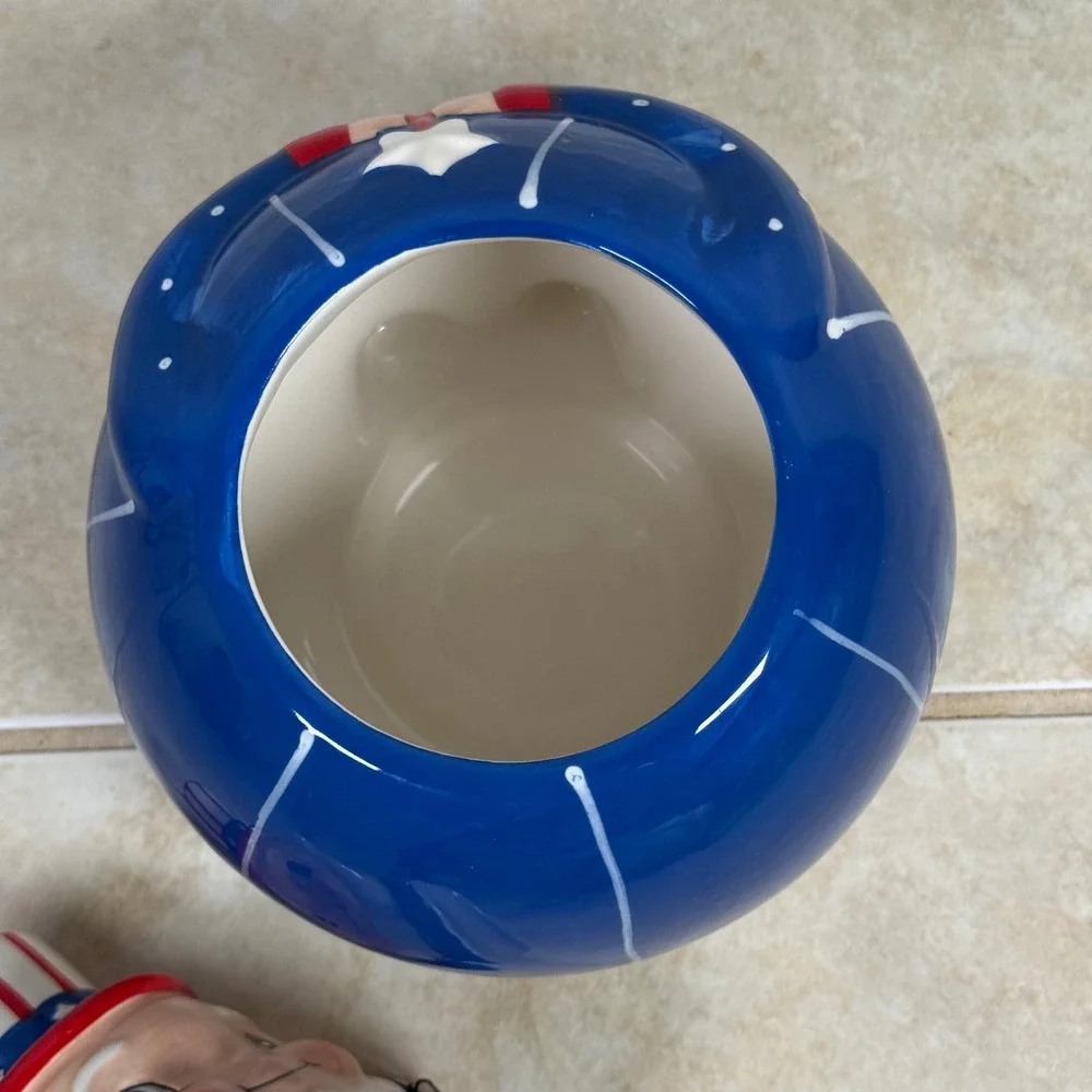 Johanna Parker Carnival Cottage Uncle Sam Cookie Jar Red White Blue Patriotic